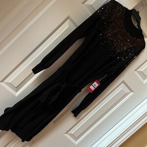 Vince Camuto Black Sweater Dress with Black Sequin neck
